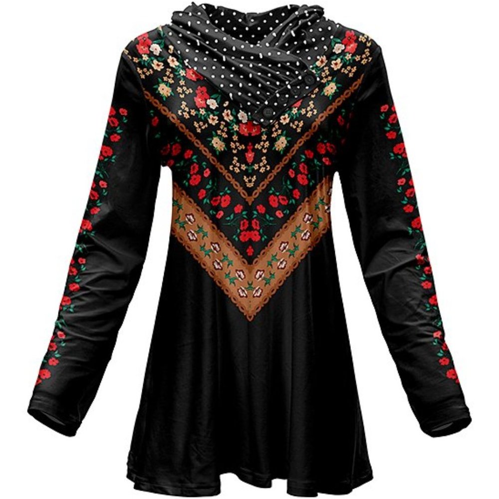 Black & Red Floral Polka Dot Tunic